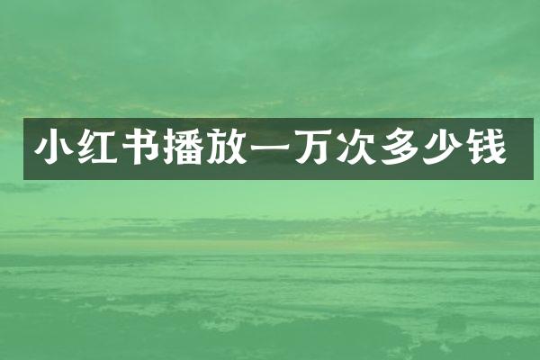 小红书播放一万次多少钱