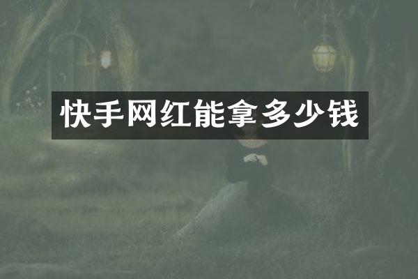 快手网红能拿多少钱
