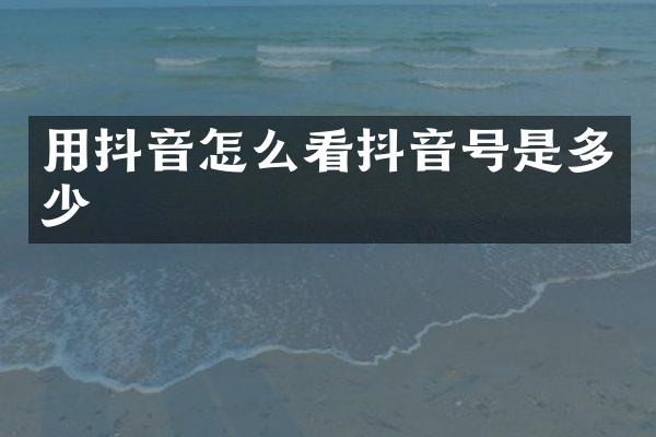 用抖音怎么看抖音号是多少
