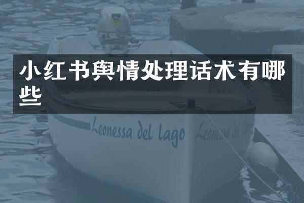 小红书舆情处理话术有哪些