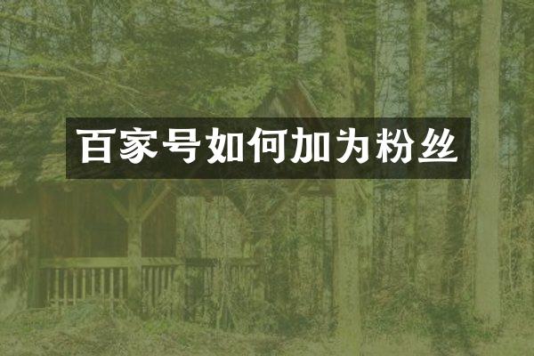 百家号如何加为粉丝