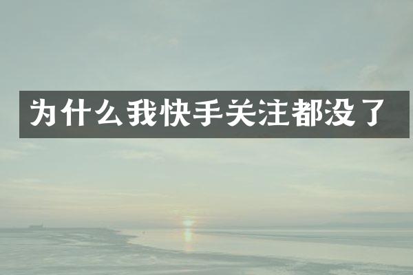 为什么我快手关注都没了