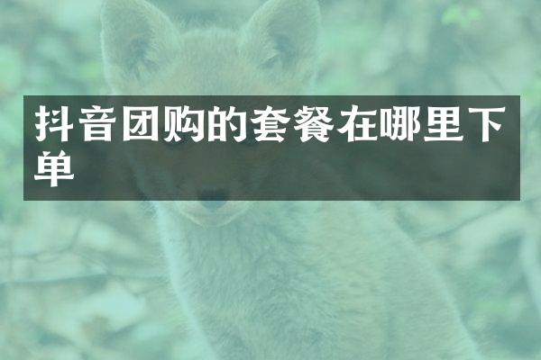 抖音团购的套餐在哪里下单