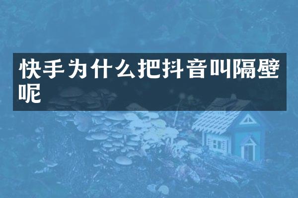 快手为什么把抖音叫隔壁呢