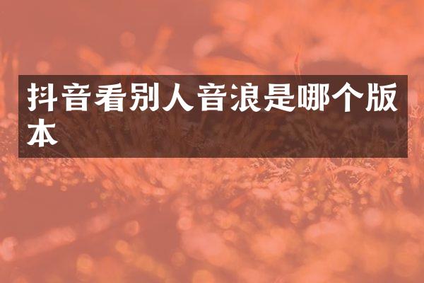 抖音看别人音浪是哪个版本