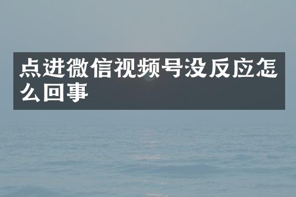 点进微信视频号没反应怎么回事