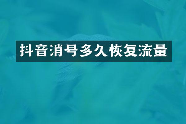 抖音消号多久恢复流量
