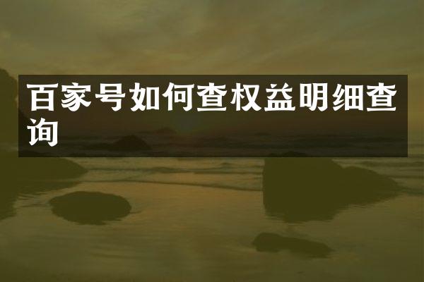 百家号如何查权益明细查询
