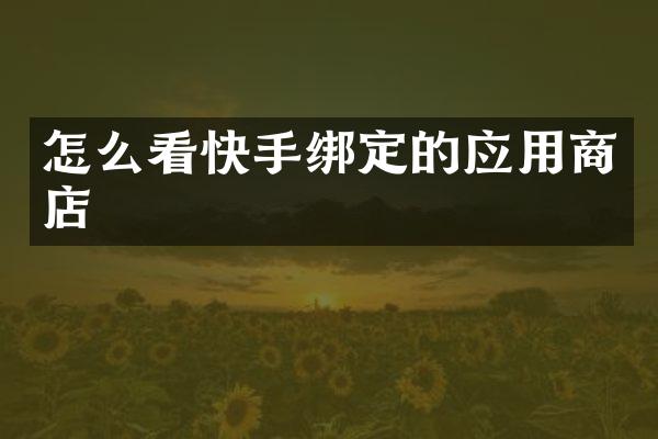 怎么看快手绑定的应用商店