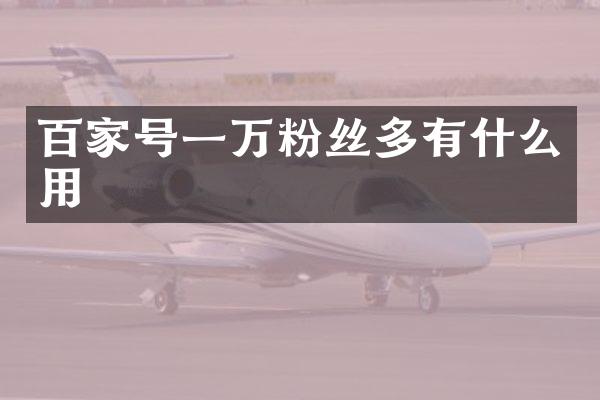 百家号一万粉丝多有什么用