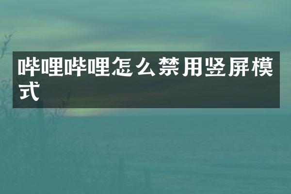 哔哩哔哩怎么禁用竖屏模式