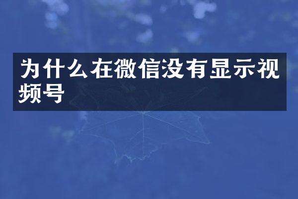 为什么在微信没有显示视频号