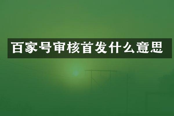 百家号审核首发什么意思