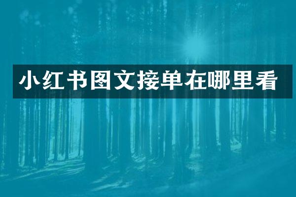 小红书图文接单在哪里看