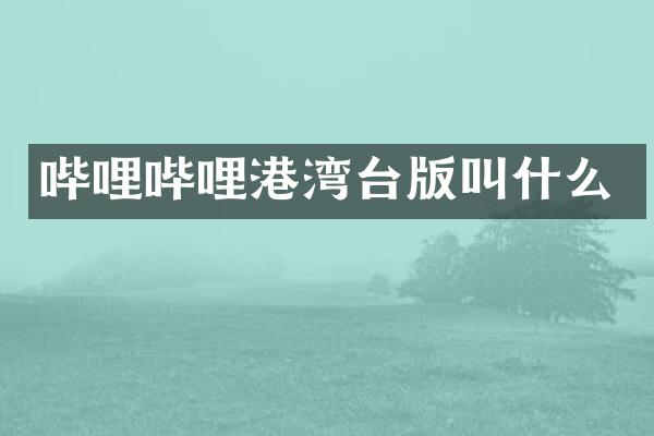 哔哩哔哩港湾台版叫什么