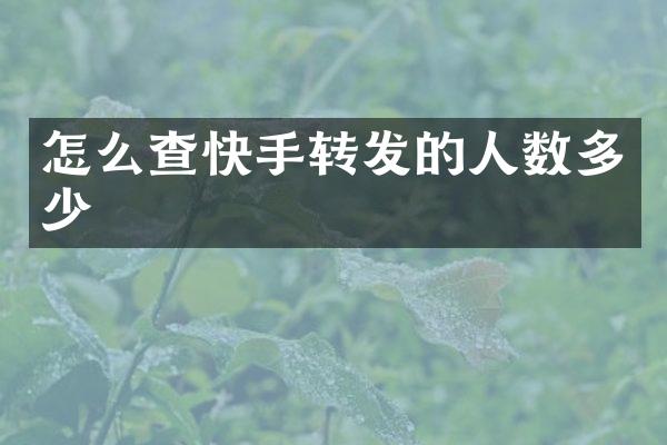怎么查快手转发的人数多少