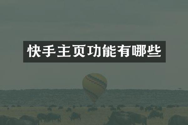 快手主页功能有哪些