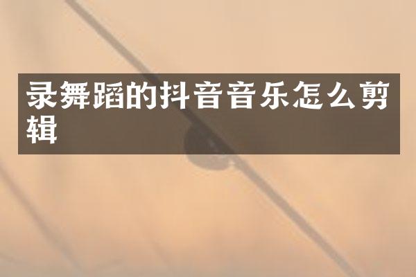 录舞蹈的抖音音乐怎么剪辑