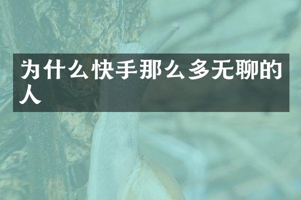 为什么快手那么多无聊的人