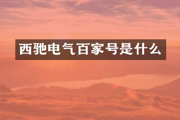 西驰电气百家号是什么