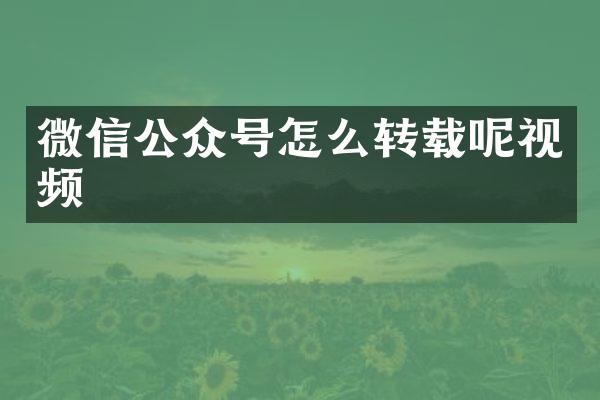 微信公众号怎么转载呢视频