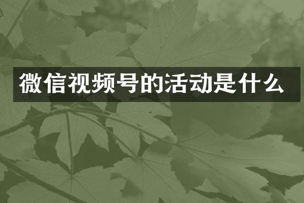 微信视频号的活动是什么