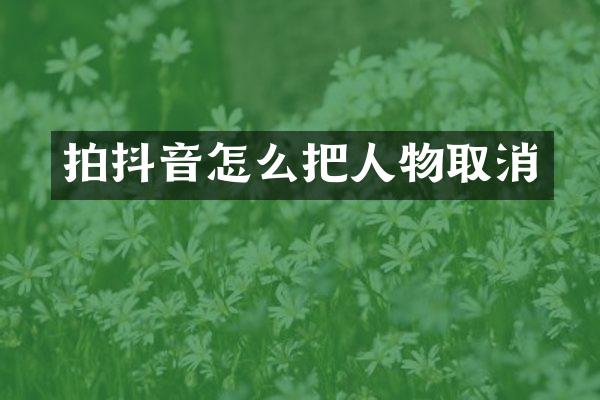 拍抖音怎么把人物取消