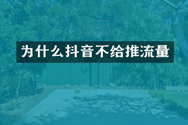 为什么抖音不给推流量