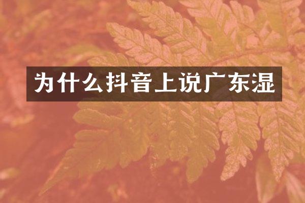 为什么抖音上说广东湿
