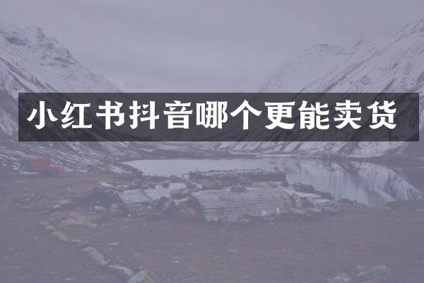 小红书抖音哪个更能卖货