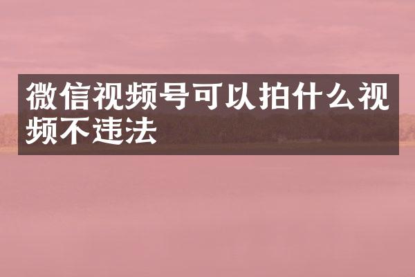 微信视频号可以拍什么视频不违法
