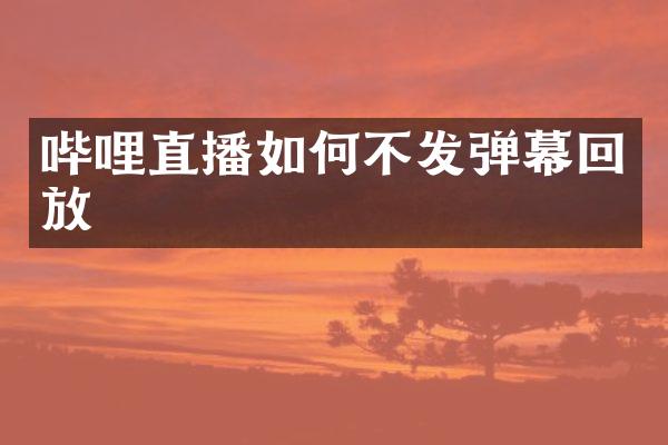 哔哩直播如何不发弹幕回放