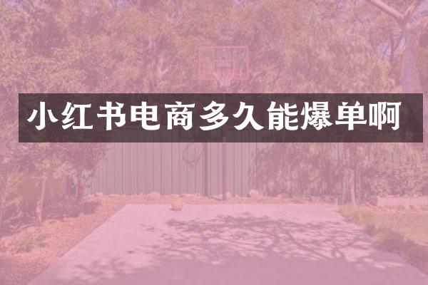 小红书电商多久能爆单啊
