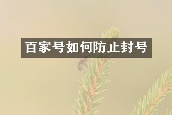 百家号如何防止封号