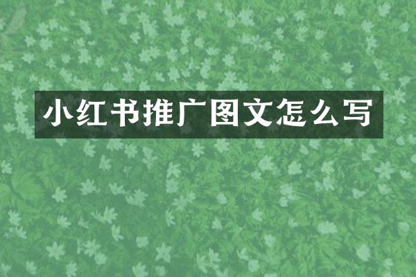 小红书推广图文怎么写