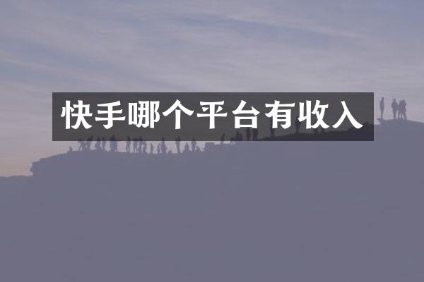 快手哪个平台有收入