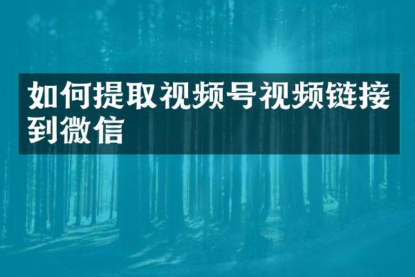 如何提取视频号视频链接到微信