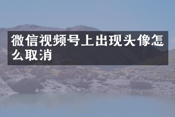 微信视频号上出现头像怎么取消