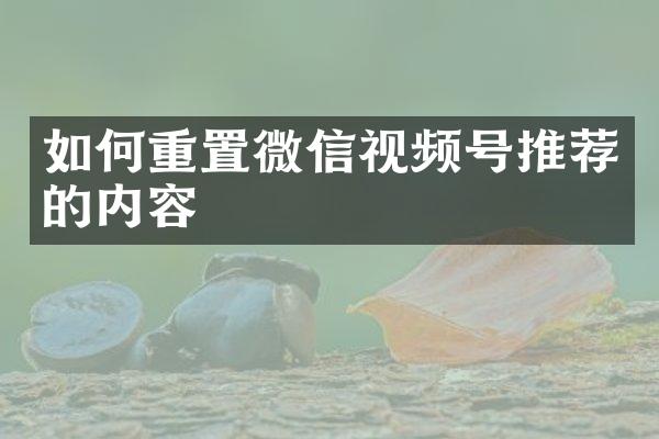 如何重置微信视频号推荐的内容
