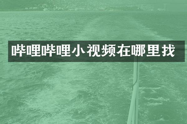 哔哩哔哩小视频在哪里找