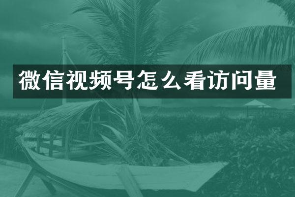 微信视频号怎么看访问量