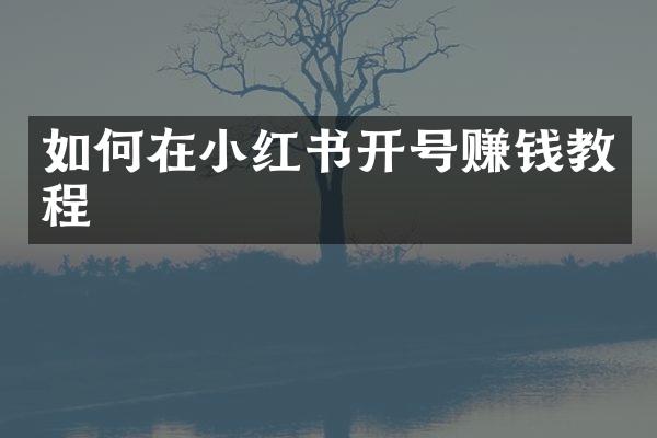 如何在小红书开号赚钱教程