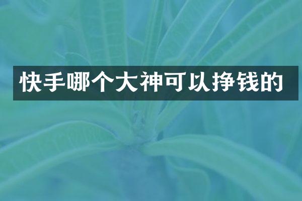 快手哪个大神可以挣钱的