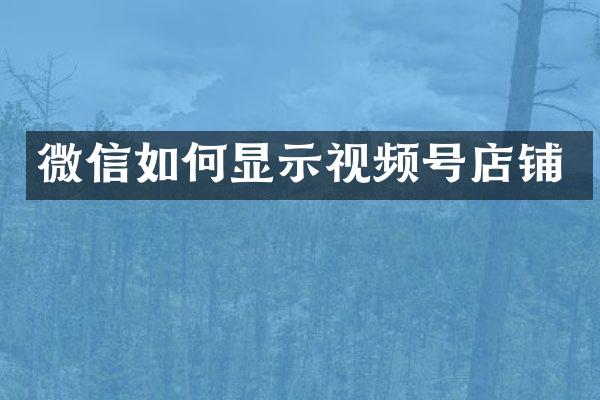 微信如何显示视频号店铺