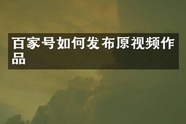 百家号如何发布原视频作品