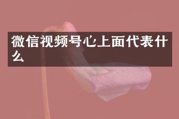微信视频号心上面代表什么