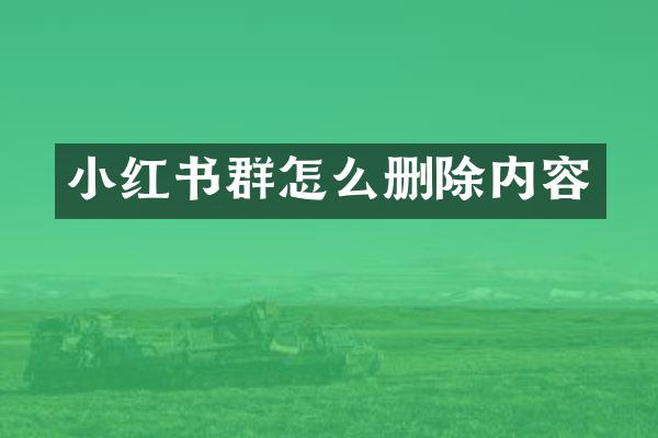 小红书群怎么删除内容
