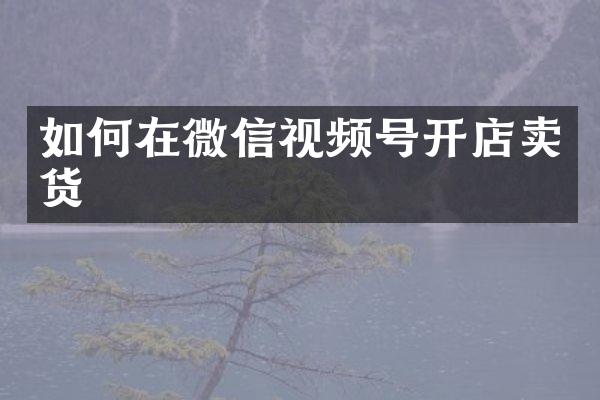 如何在微信视频号开店卖货