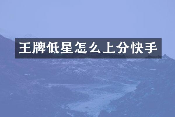 王牌低星怎么上分快手