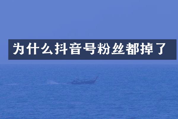 为什么抖音号粉丝都掉了